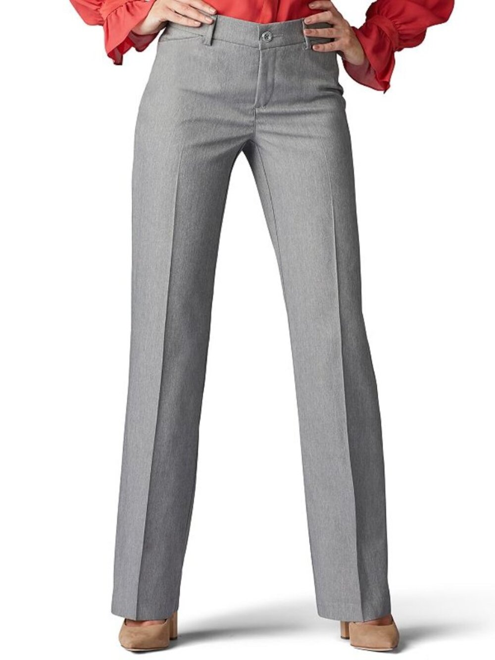 Women's Lee Flex Motion Trouser Pants, Size: 18M, Ash Heather